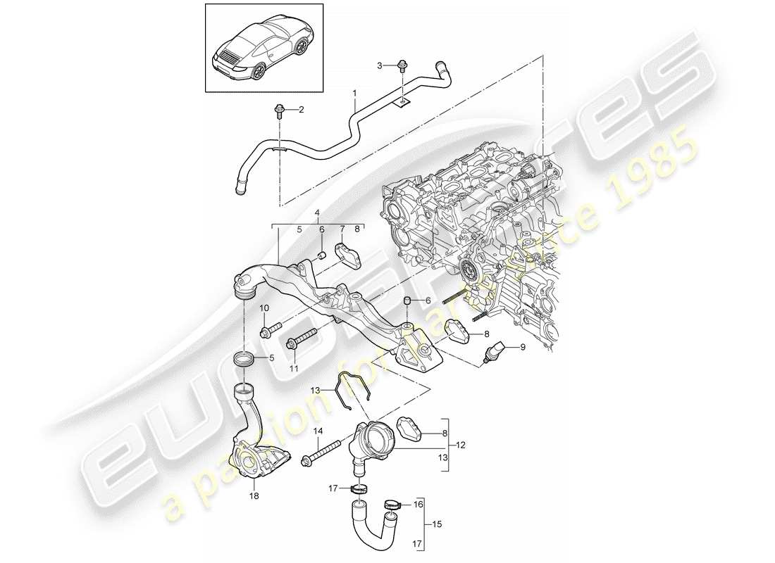 porsche 997 gen. 2 (2009) sub-frame parts diagram