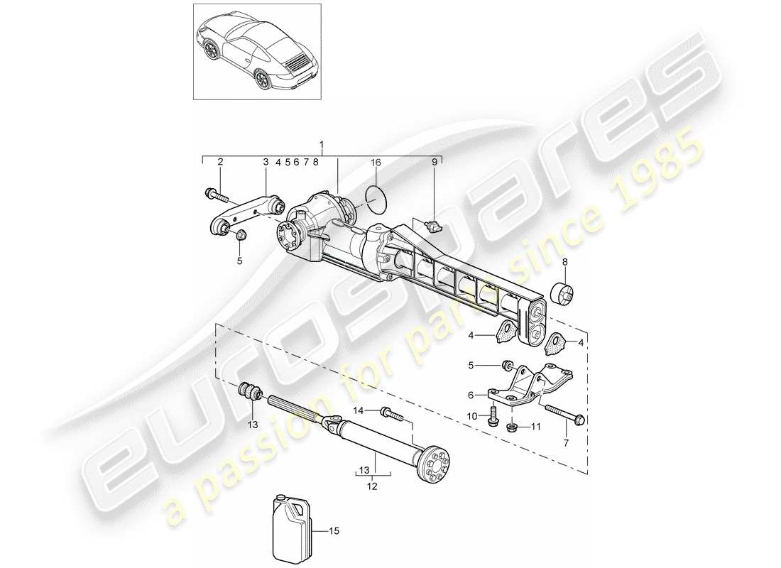 porsche 997 gen. 2 (2012) front axle differential part diagram