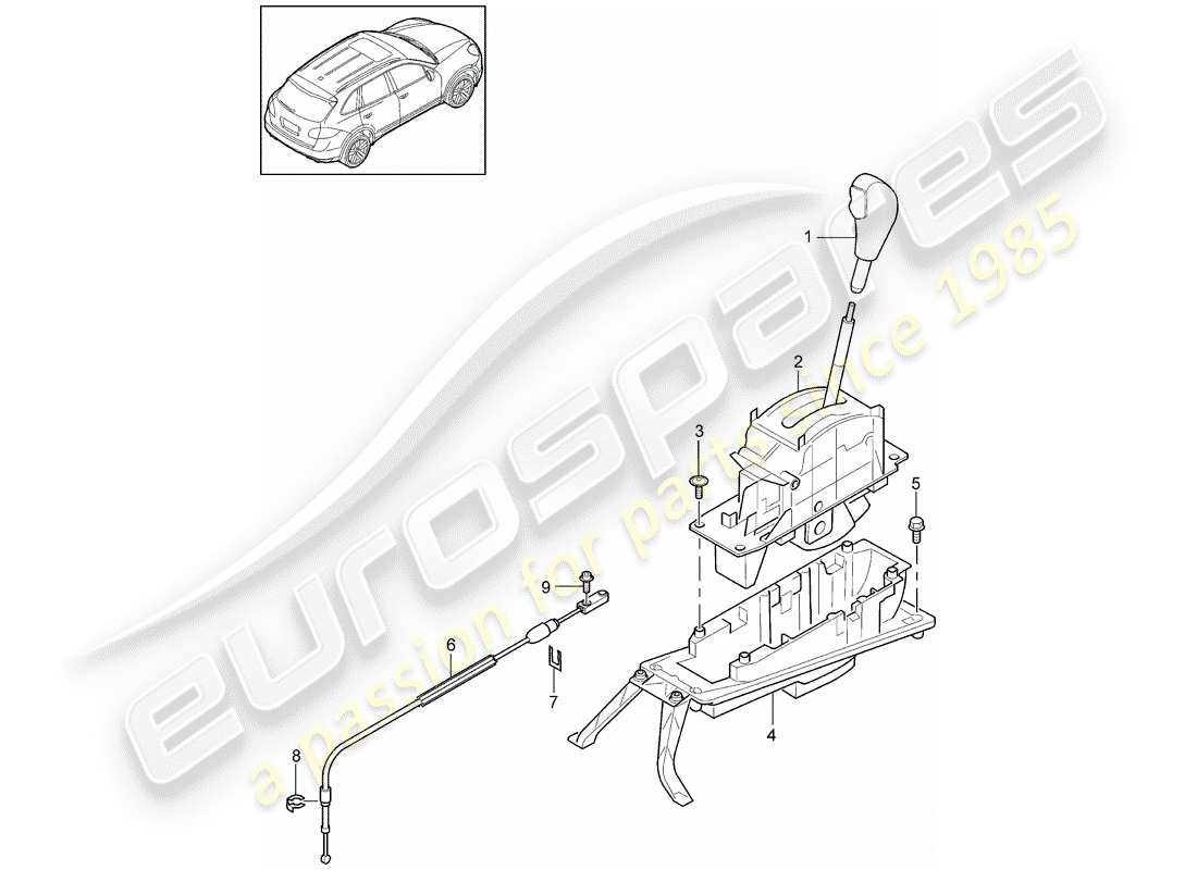 porsche cayenne e2 (2014) selector lever part diagram