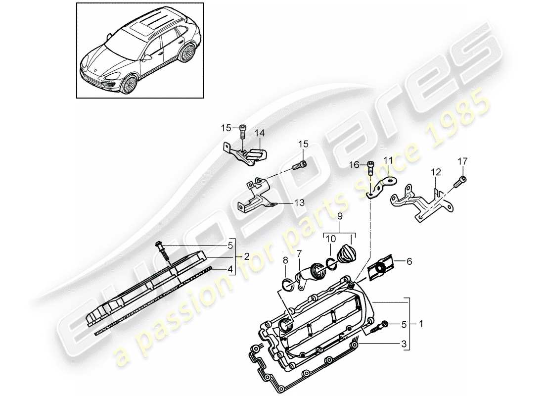 porsche cayenne e2 (2018) valve cover part diagram