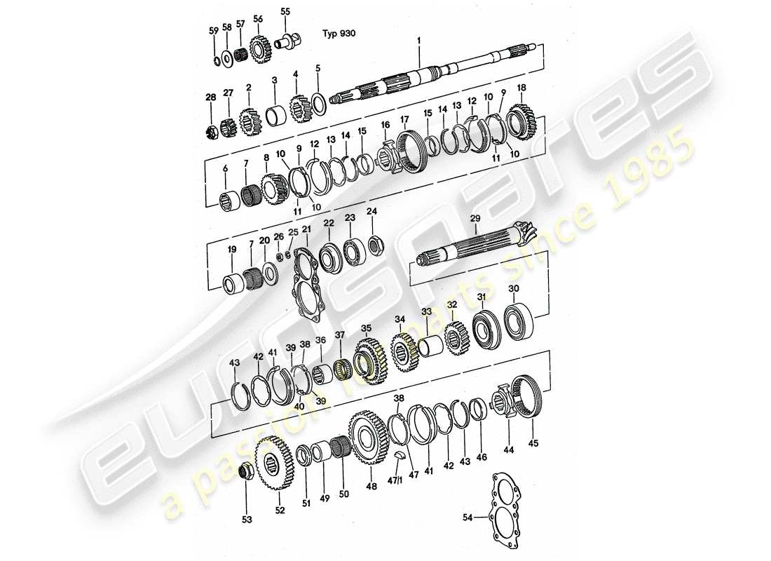 porsche 911 turbo (1977) gear wheel sets - see group - 3/03/00 part diagram