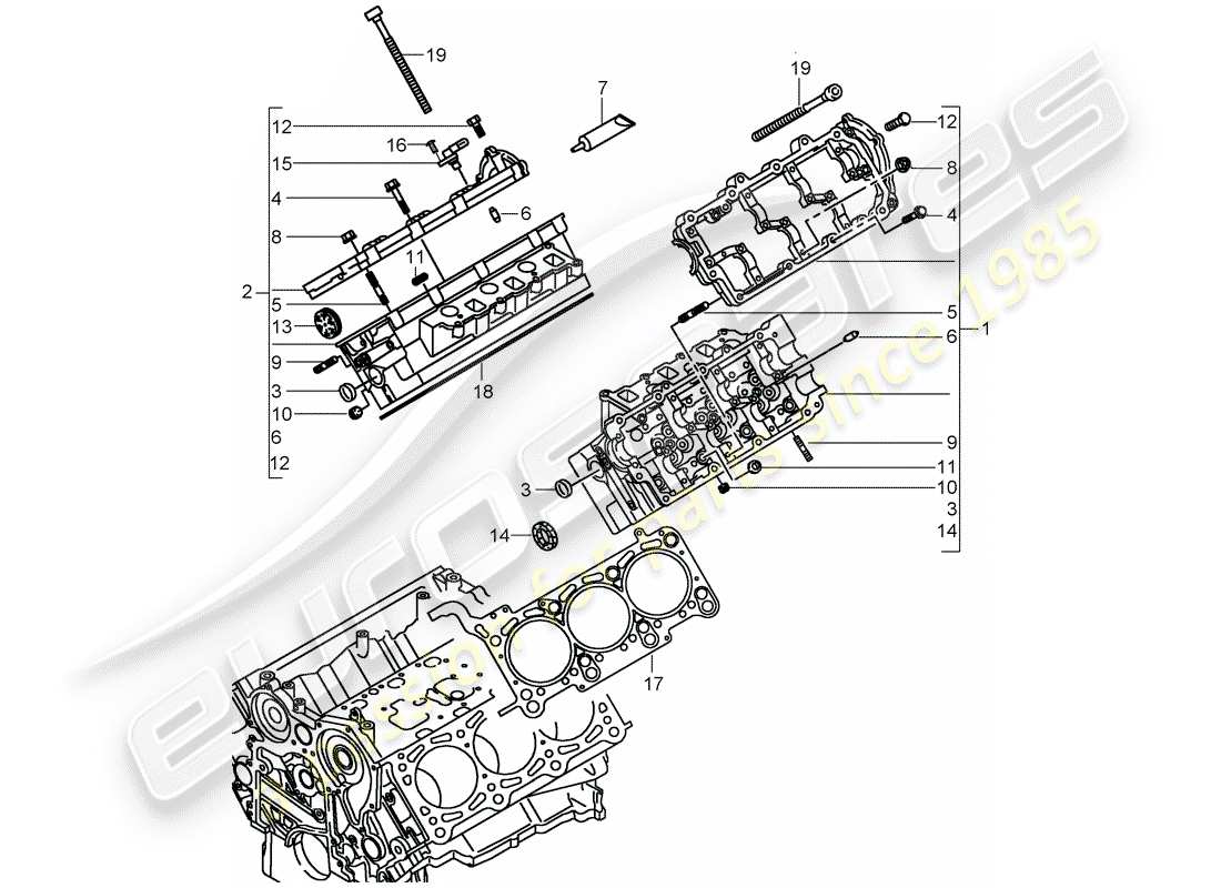 porsche cayenne (2008) cylinder head part diagram