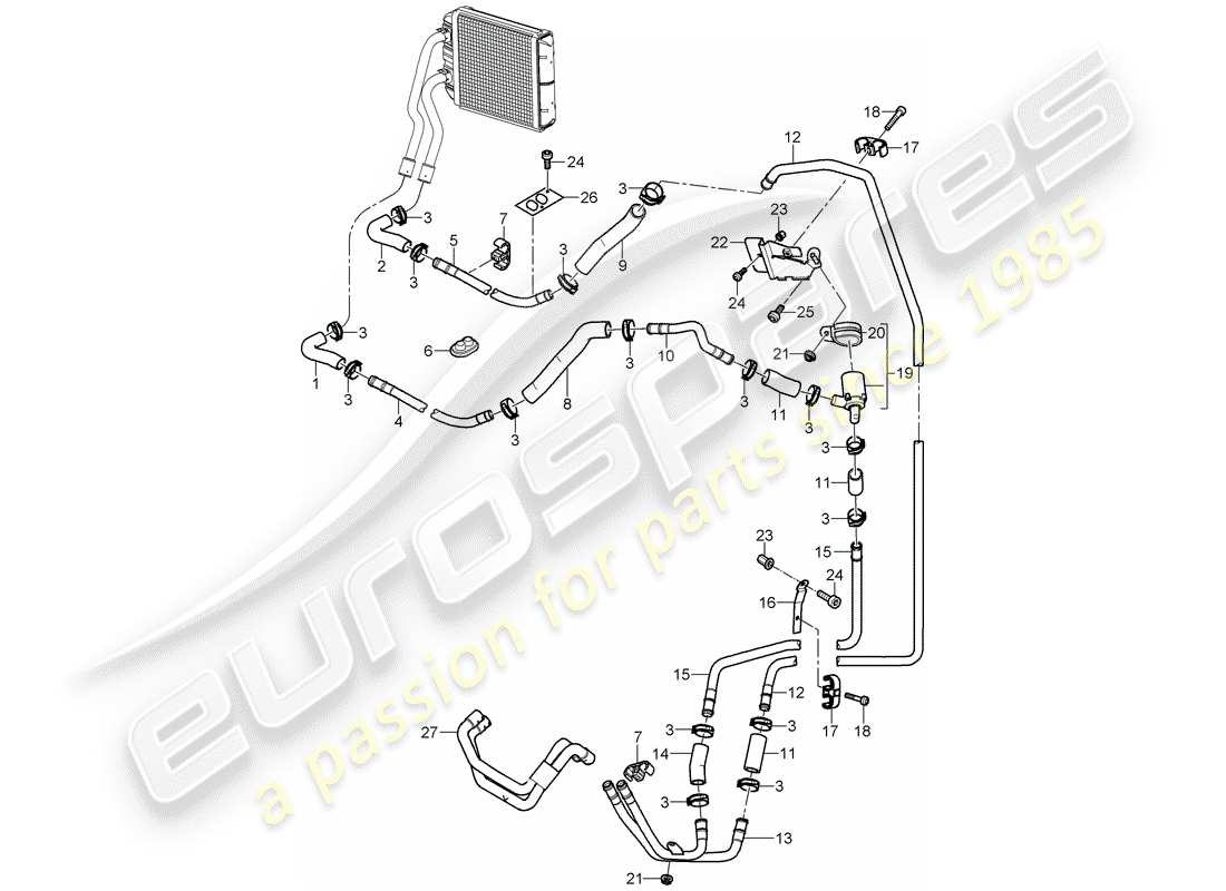 porsche cayenne (2004) heater part diagram