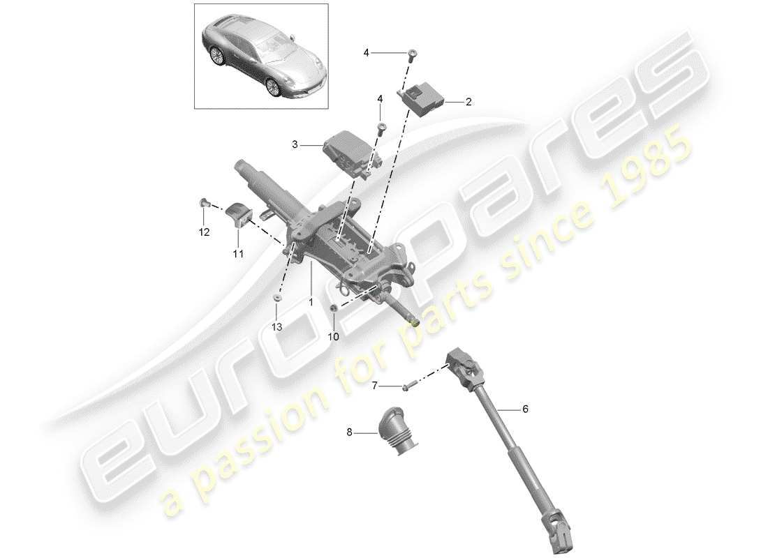 porsche 991 gen. 2 (2020) steering column part diagram