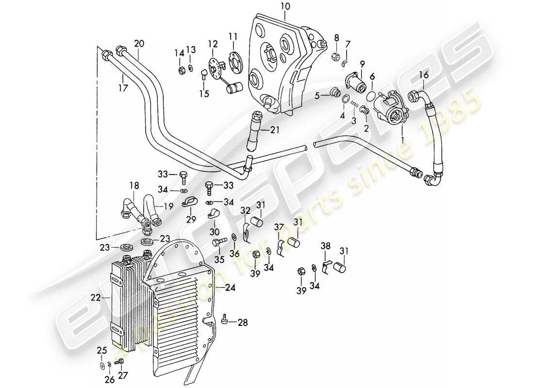 porsche 911 (1971) engine lubrication - auxiliary units - for - typ 911/53/63 - d - mj 1972>> - mj 1973 part diagram