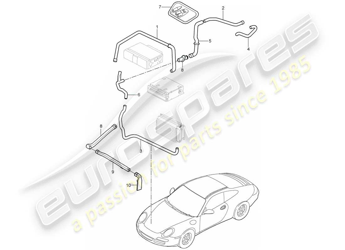 porsche 997 (2005) luggage compartment part diagram