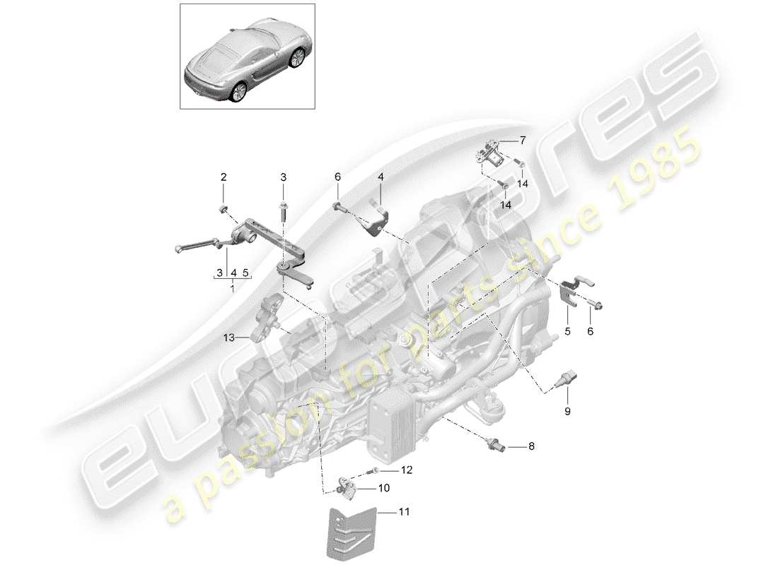 porsche cayman 981 (2016) manual gearbox part diagram