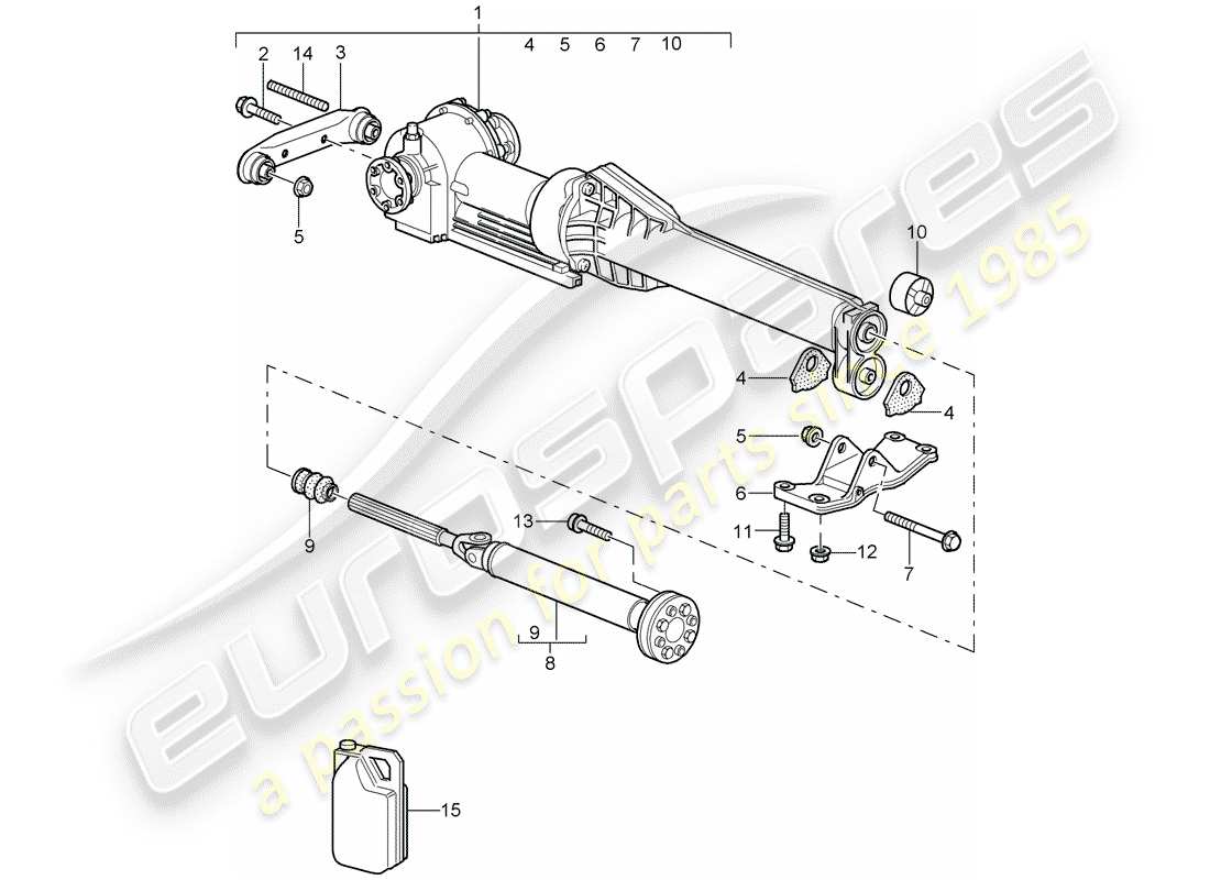 porsche 997 (2007) front axle differential parts diagram