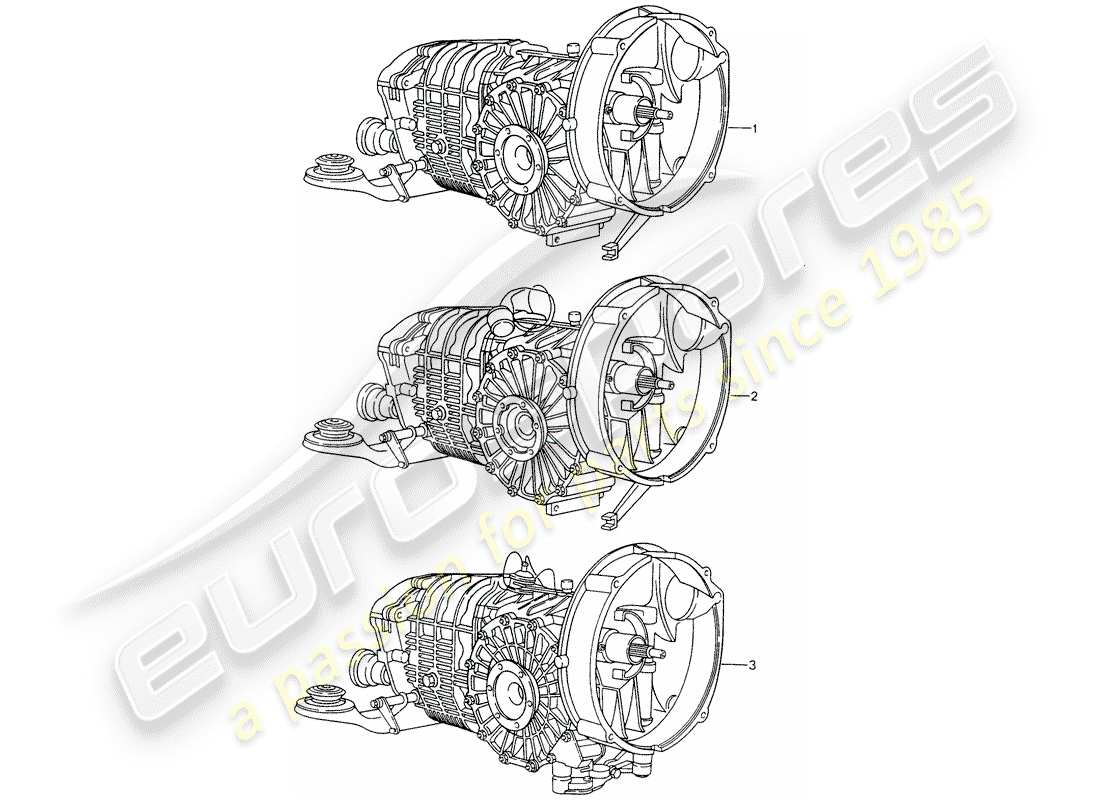 porsche replacement catalogue (1987) manual gearbox part diagram