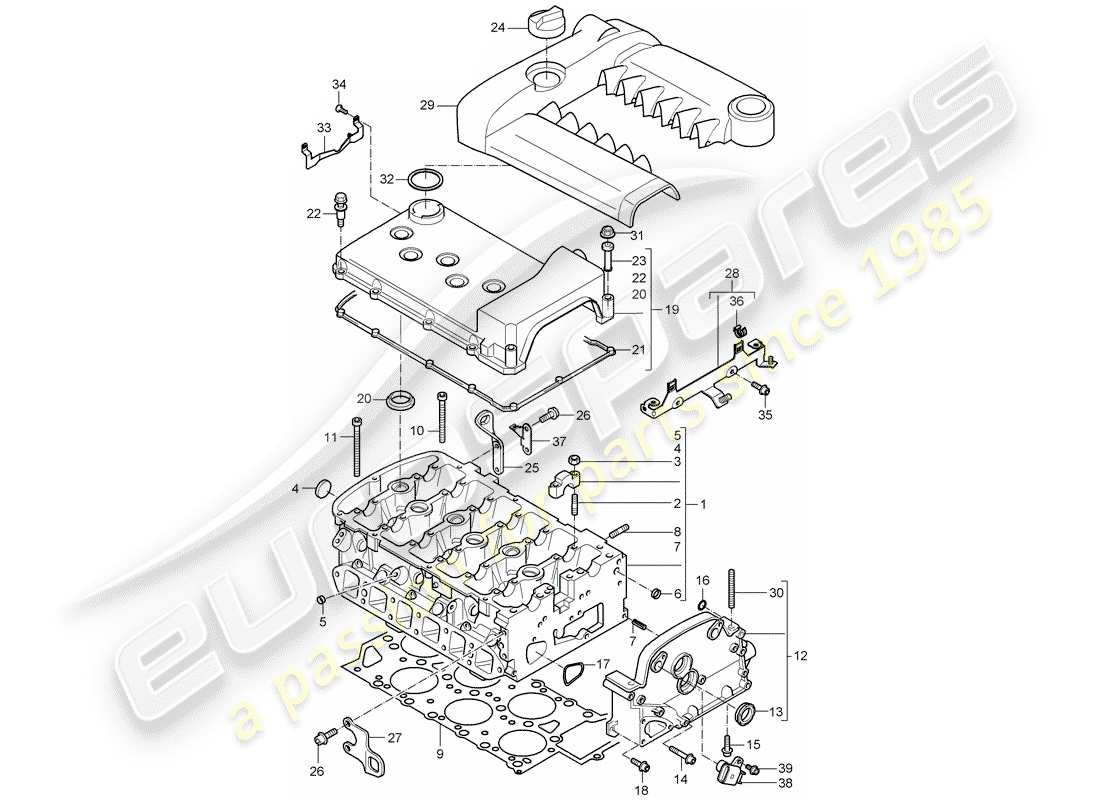 porsche cayenne (2004) cylinder head part diagram