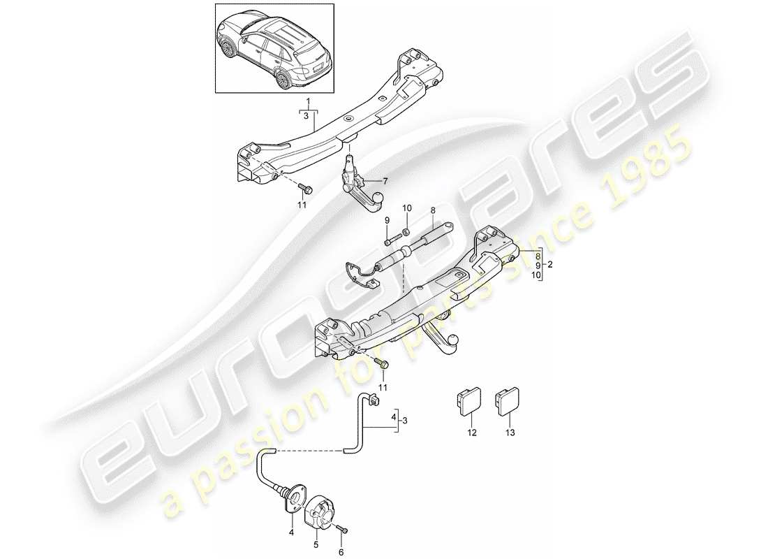 porsche cayenne e2 (2013) tow hitch part diagram