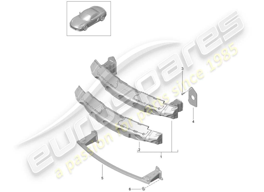 porsche boxster 981 (2013) bumper bracket parts diagram