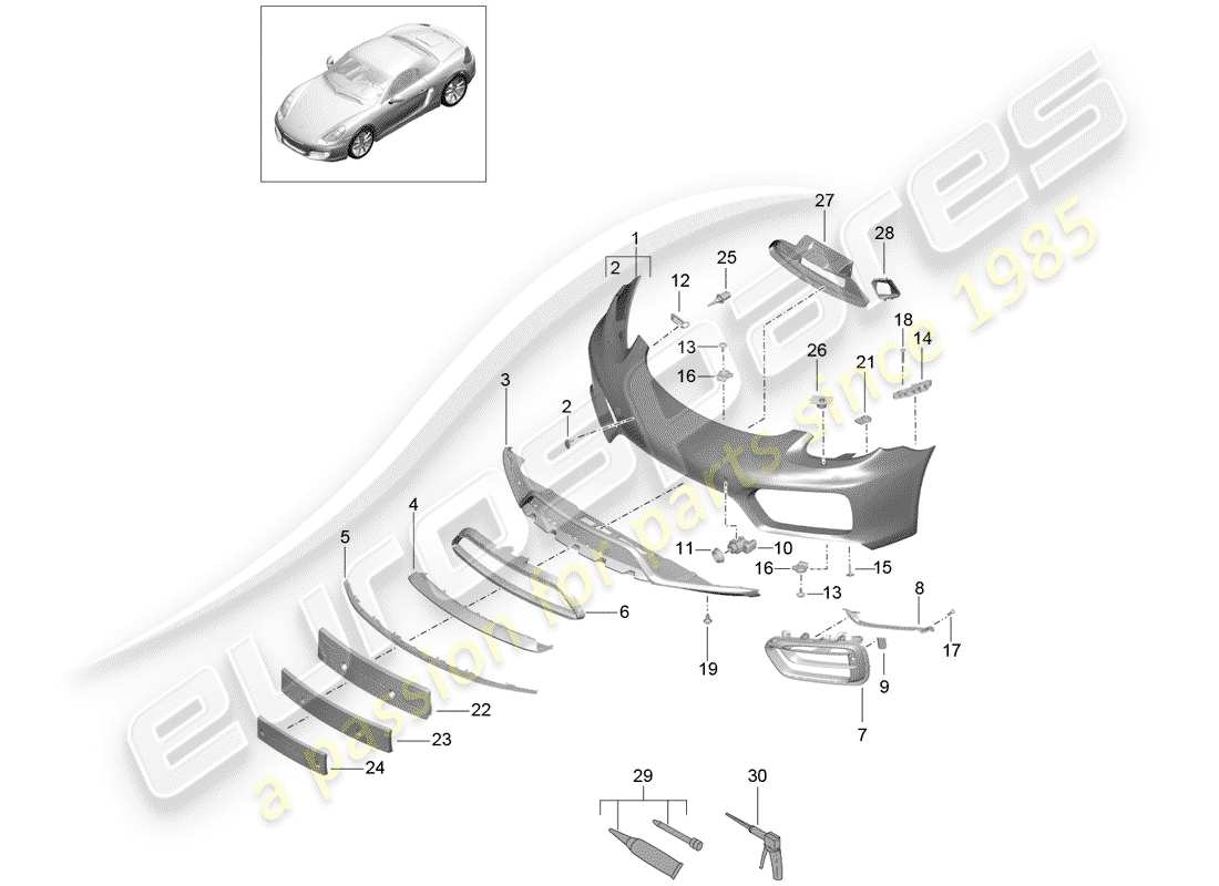 porsche boxster 981 (2013) bumper parts diagram