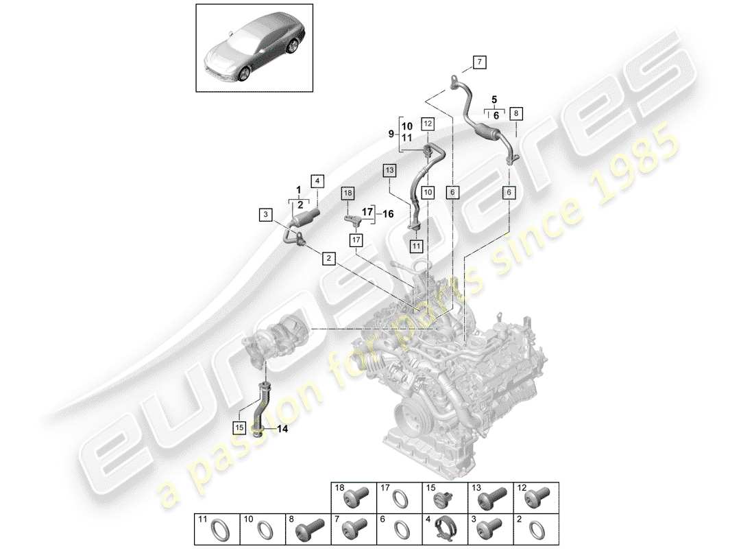 porsche panamera 971 (2019) water cooling for parts diagram