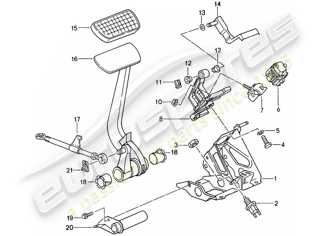 porsche 993 (1996) pedals - tiptronic part diagram