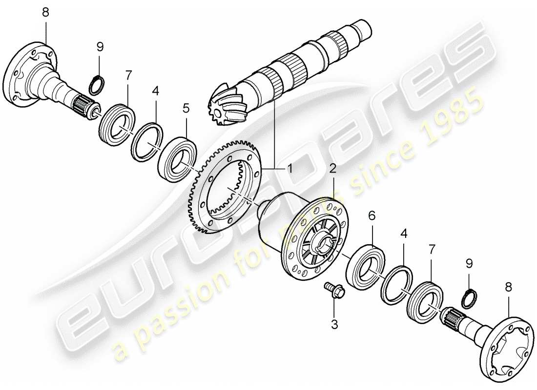 porsche 996 (2005) differential - rear axle part diagram