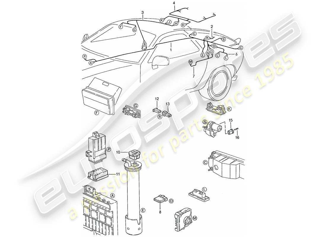 porsche 928 (1991) harness - rear end parts diagram