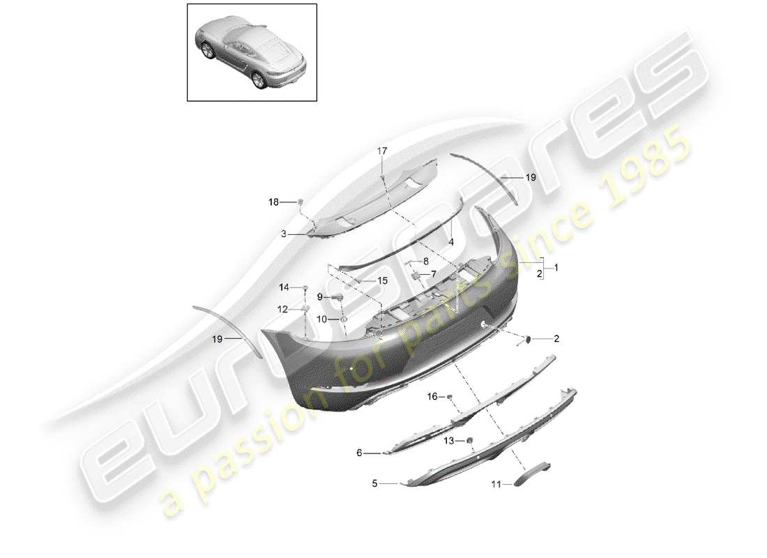 porsche 718 cayman (2018) bumper parts diagram