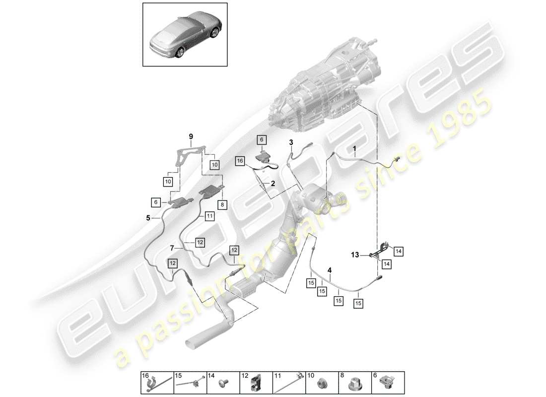 porsche panamera 971 (2019) exhaust system parts diagram