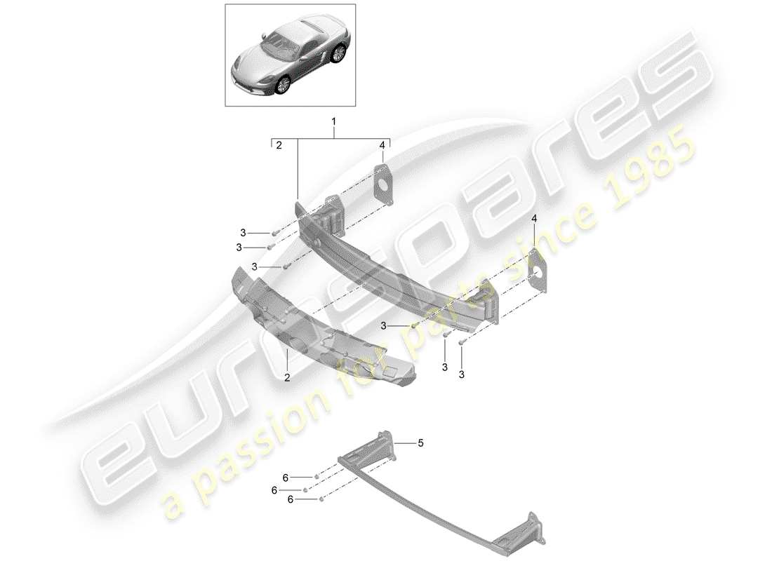 porsche 718 boxster (2017) bumper bracket parts diagram