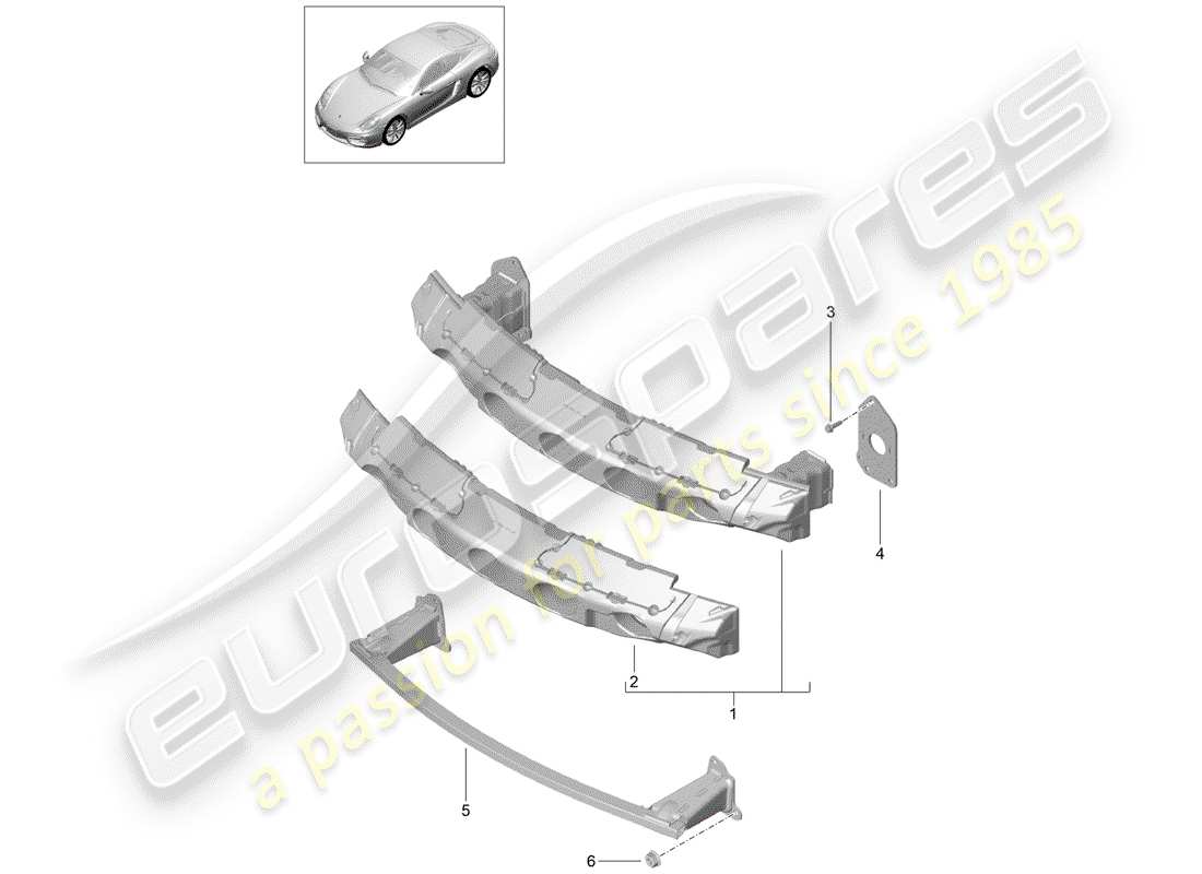 porsche cayman 981 (2016) bumper bracket part diagram
