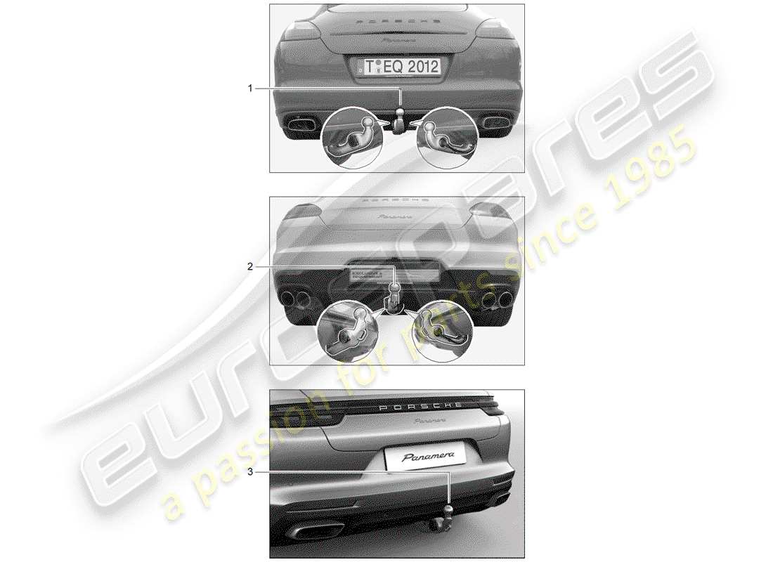 porsche tequipment panamera (2011) tow hitch part diagram