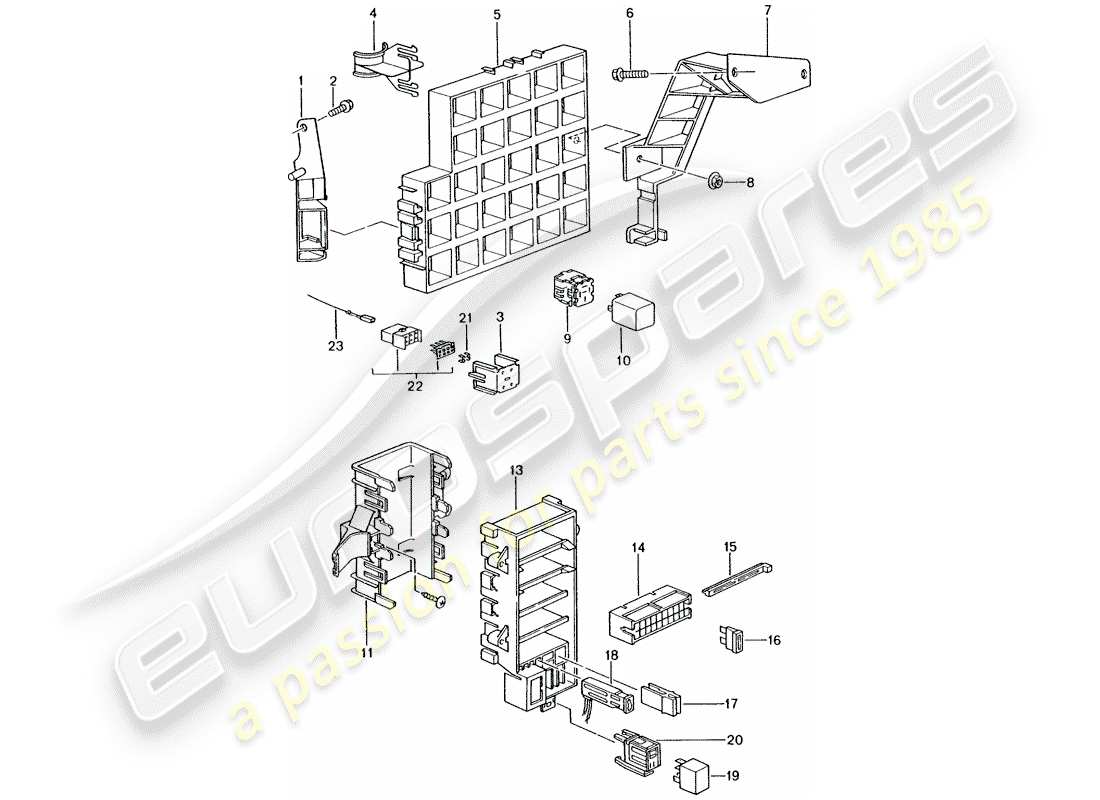 porsche 996 t/gt2 (2003) fuse box/relay plate - dashboard parts diagram