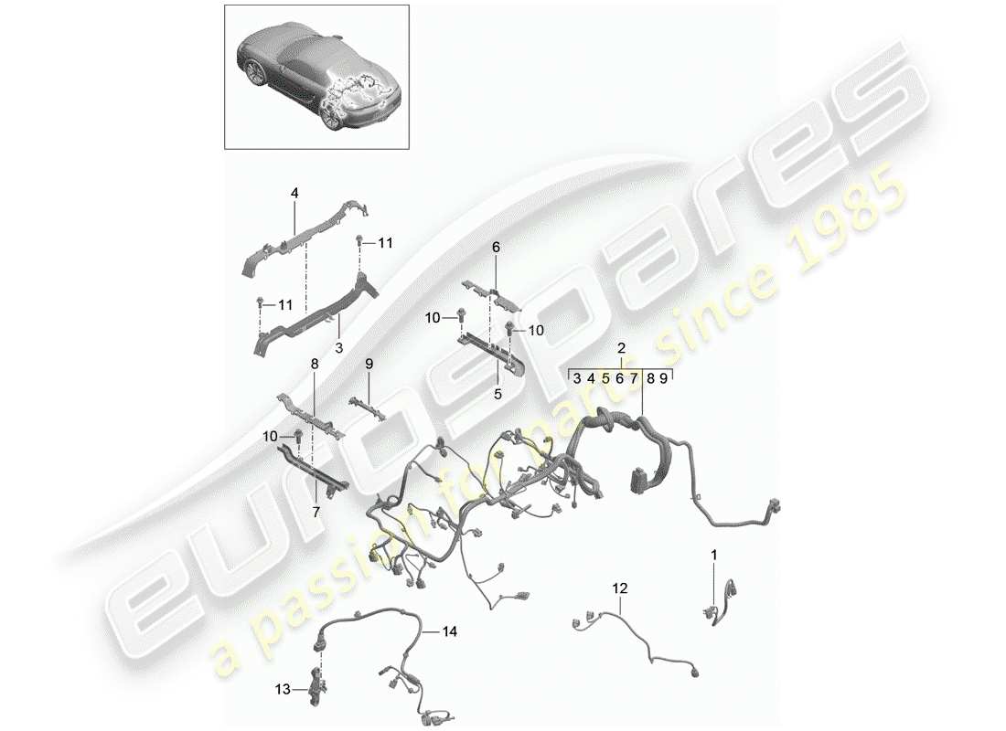 porsche boxster 981 (2013) wiring harnesses parts diagram