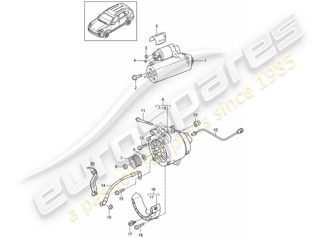 porsche cayenne e2 (2013) starter part diagram