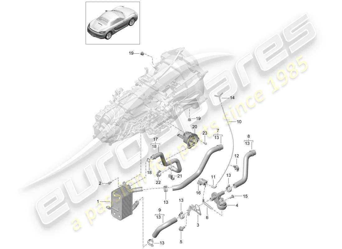 porsche boxster 981 (2015) manual gearbox parts diagram