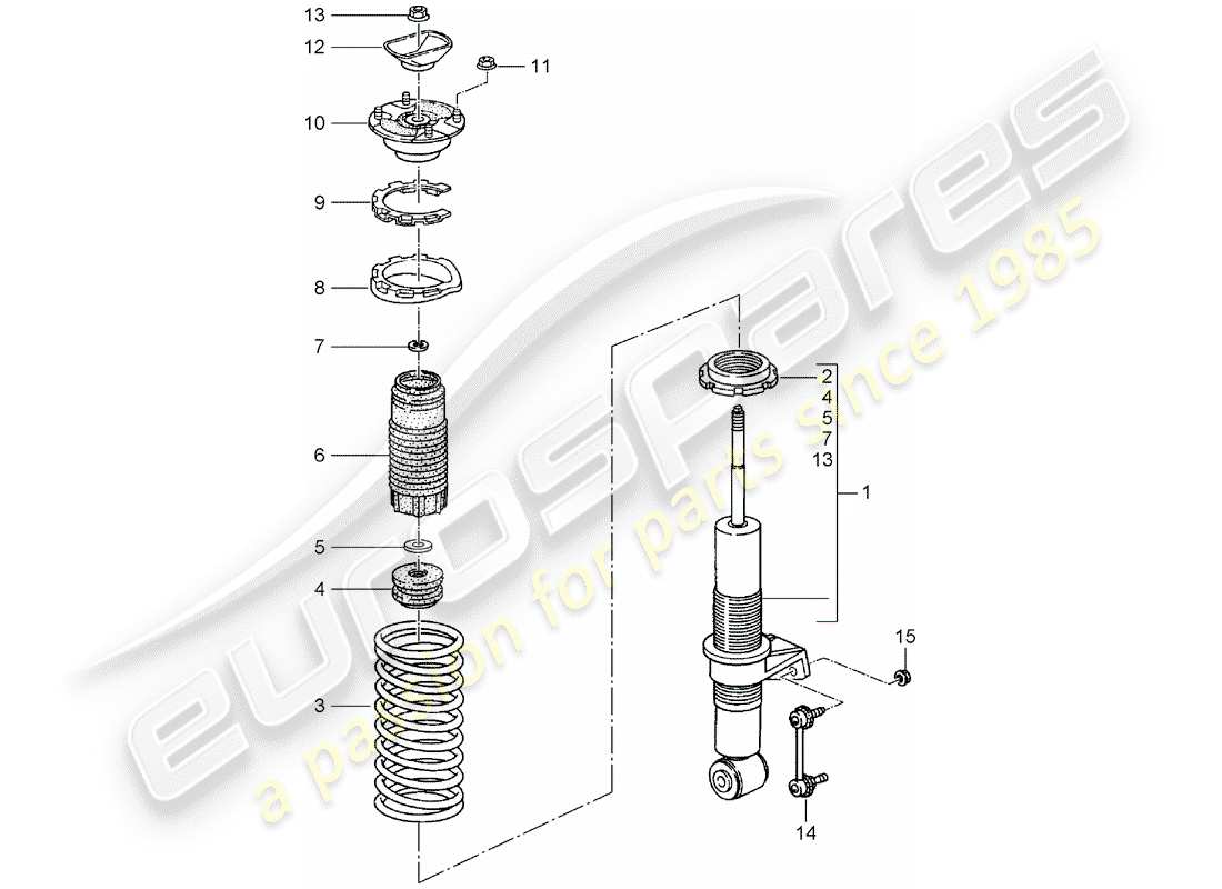 porsche 993 (1998) shock absorber - coil spring - connecting link - new design - see technical information - group 4 - nr. 145/15 - nr. 7/16 - modification - accessories - attention part diagram