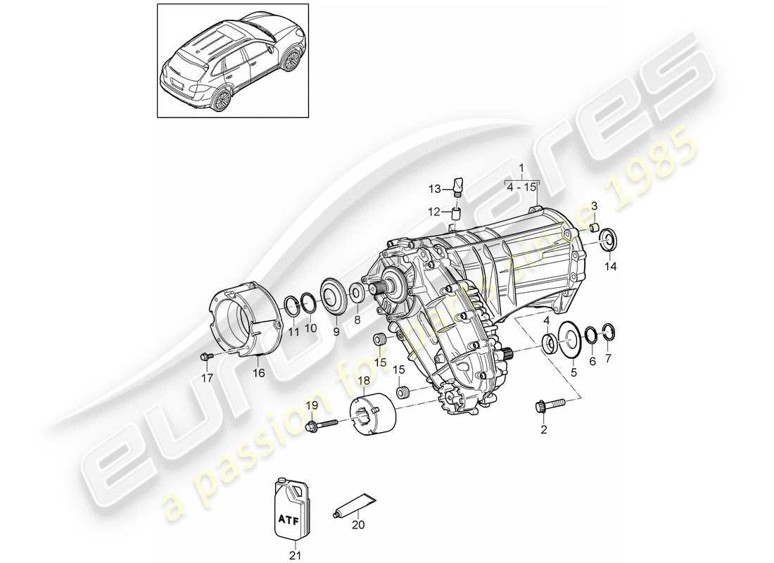 porsche cayenne e2 (2013) transfer box part diagram