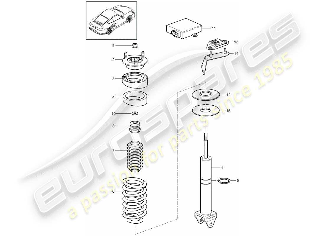 porsche 911 t/gt2rs (2012) shock absorber parts diagram