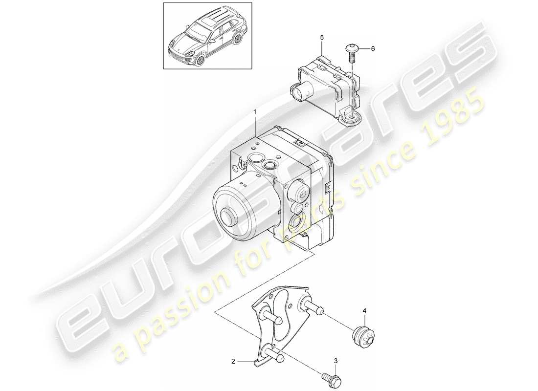 porsche cayenne e2 (2013) hydraulic unit part diagram