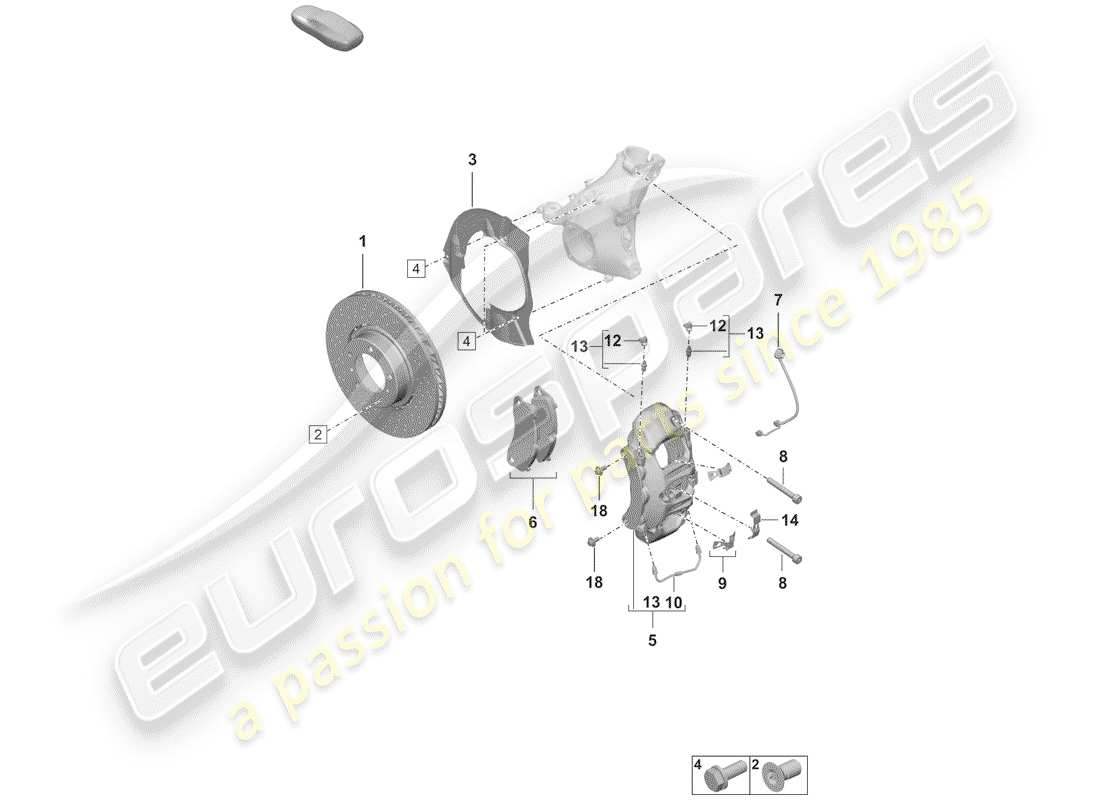 porsche 2019 disc brakes part diagram