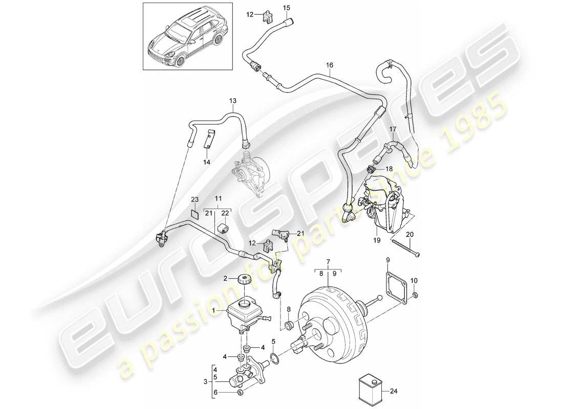 porsche cayenne e2 (2013) brake master cylinder part diagram