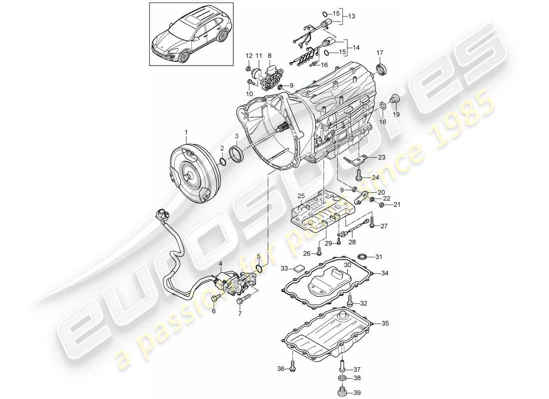 porsche cayenne e2 (2017) 8-speed automatic gearbox parts diagram