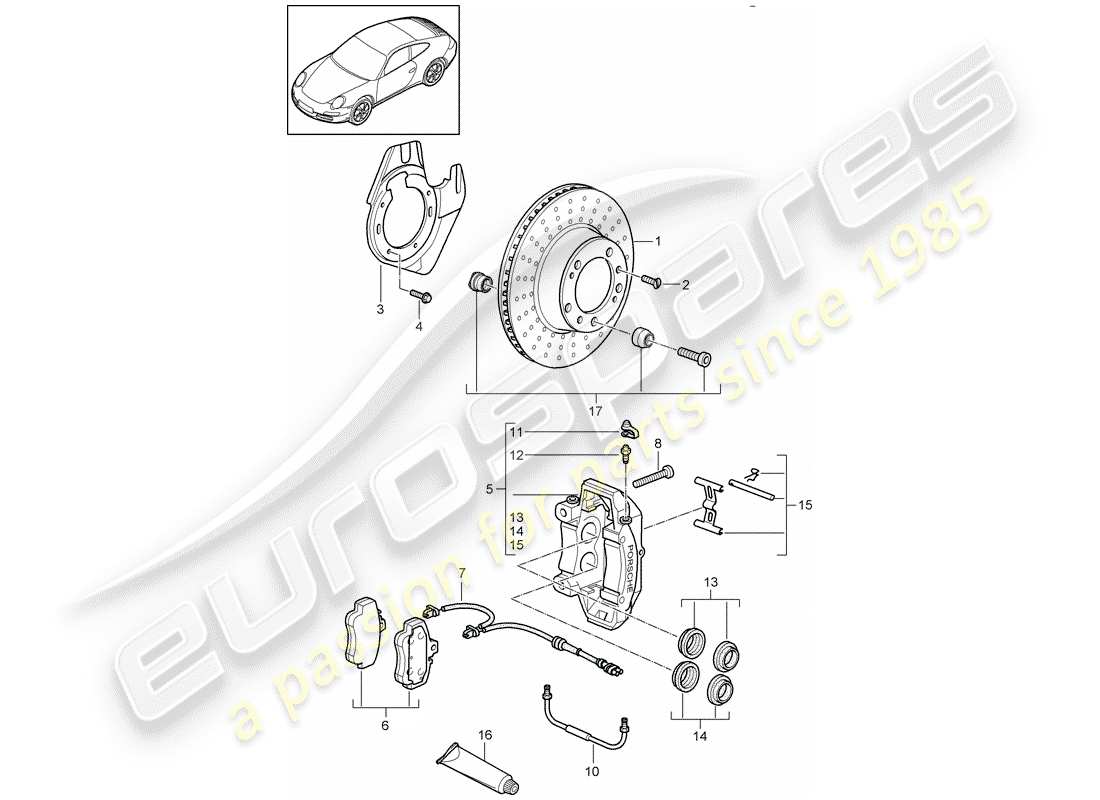 porsche 997 gen. 2 (2010) disc brakes part diagram