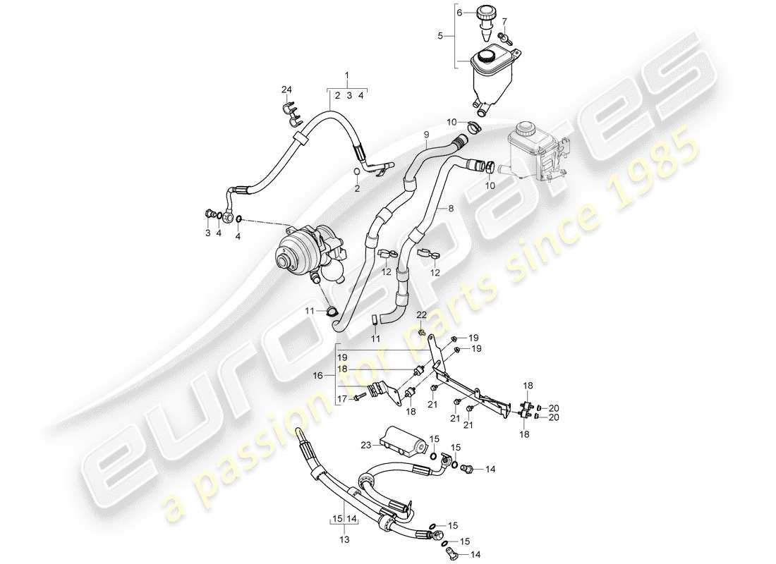 porsche cayenne (2007) power steering part diagram
