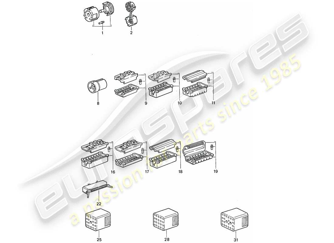 porsche 1977 (911) connector housing parts diagram