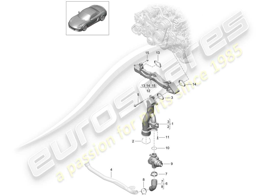 porsche boxster 981 (2012) sub-frame parts diagram