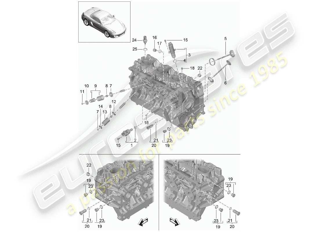 porsche boxster 981 (2012) cylinder head part diagram