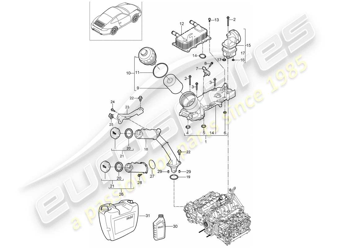porsche 997 gen. 2 (2011) engine lubrication part diagram