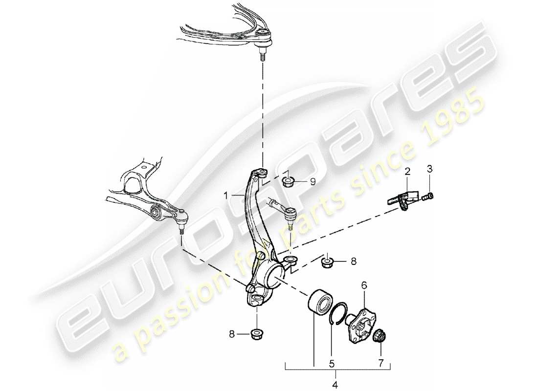 porsche cayenne (2004) pivot bearing parts diagram