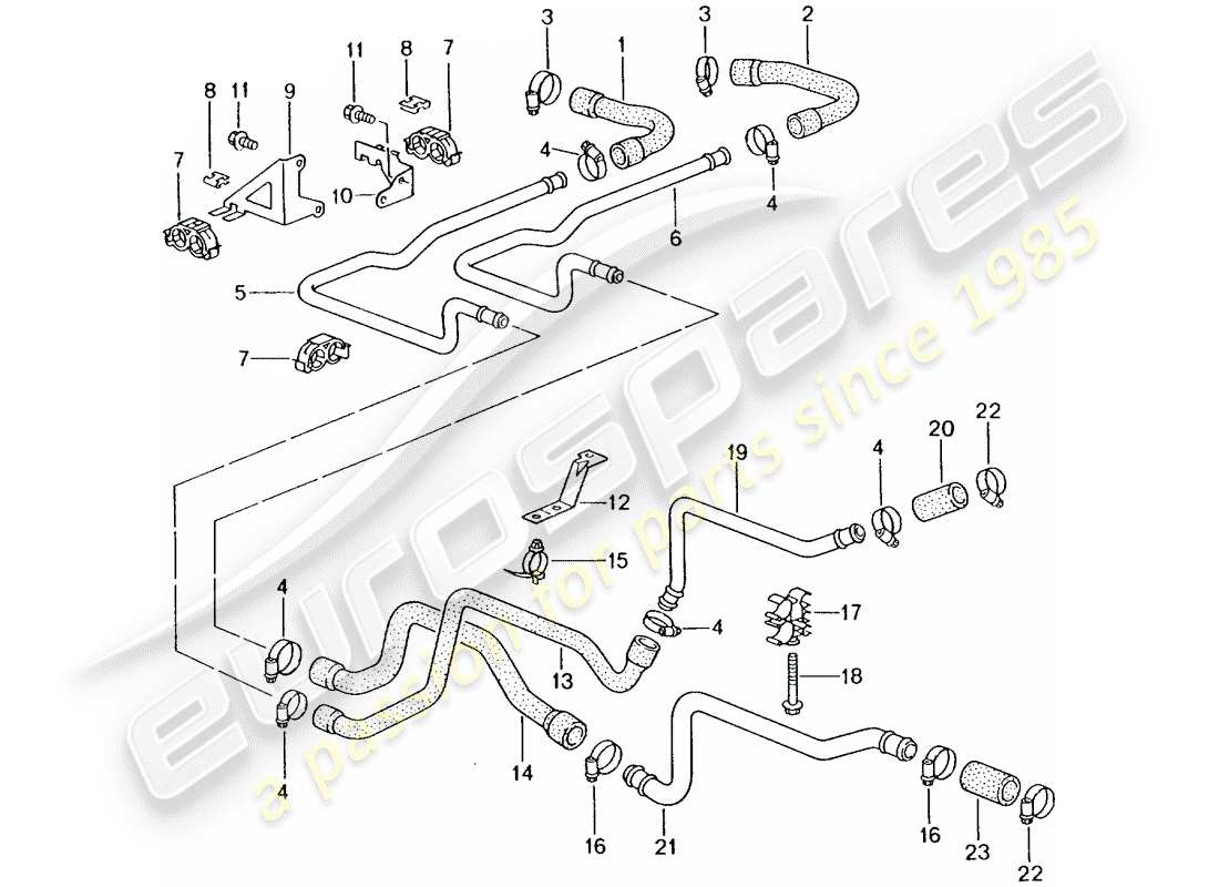 porsche 996 gt3 (2005) lines - heater parts diagram