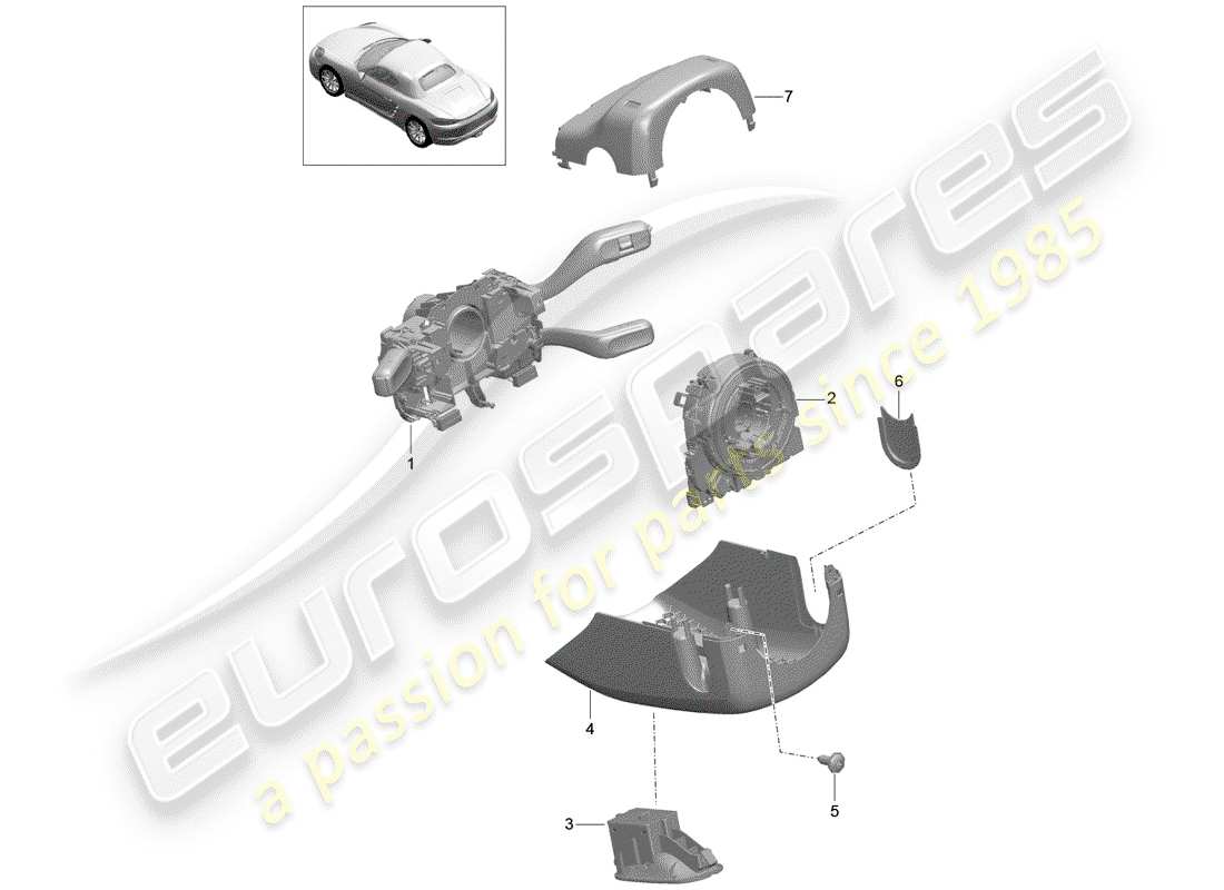 porsche 718 boxster (2019) steering column switch part diagram