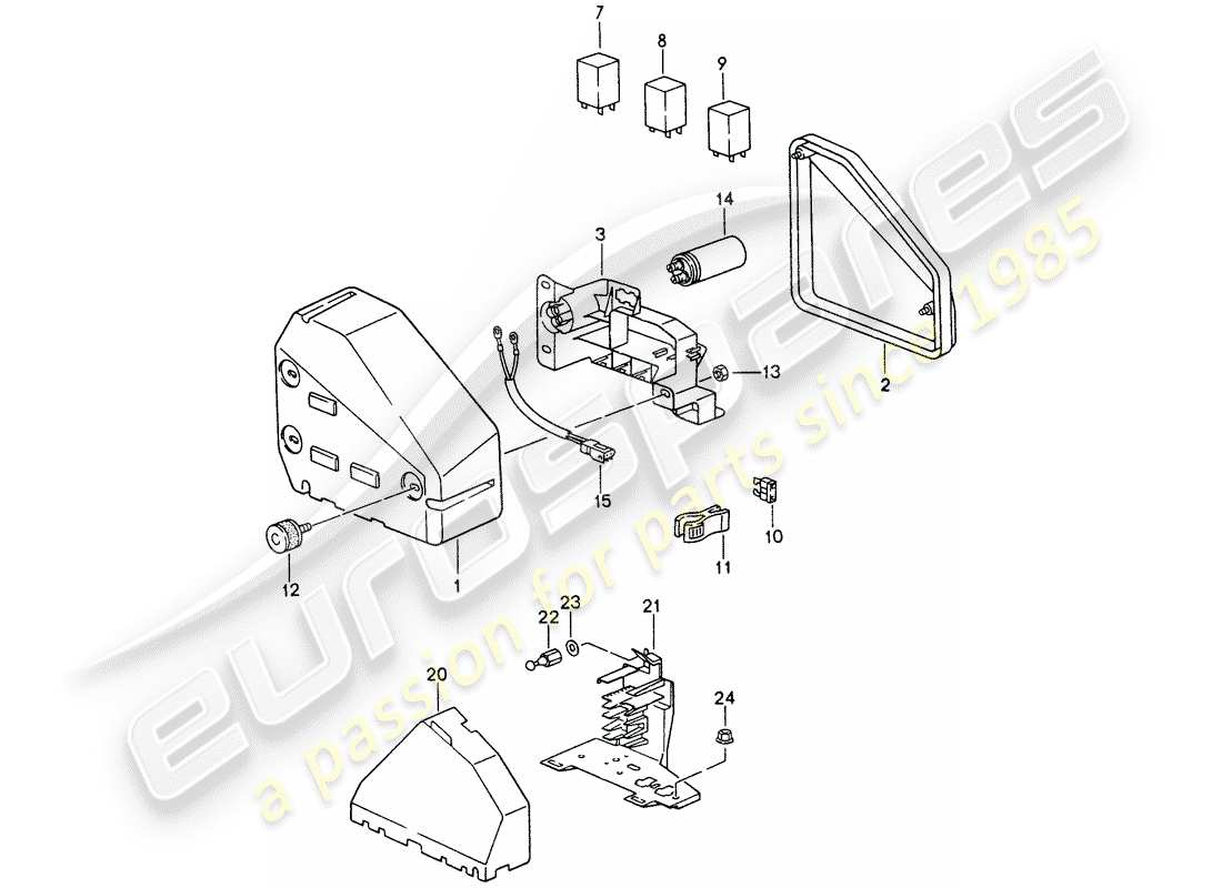 porsche 993 (1997) fuse box/relay plate - engine compartment part diagram