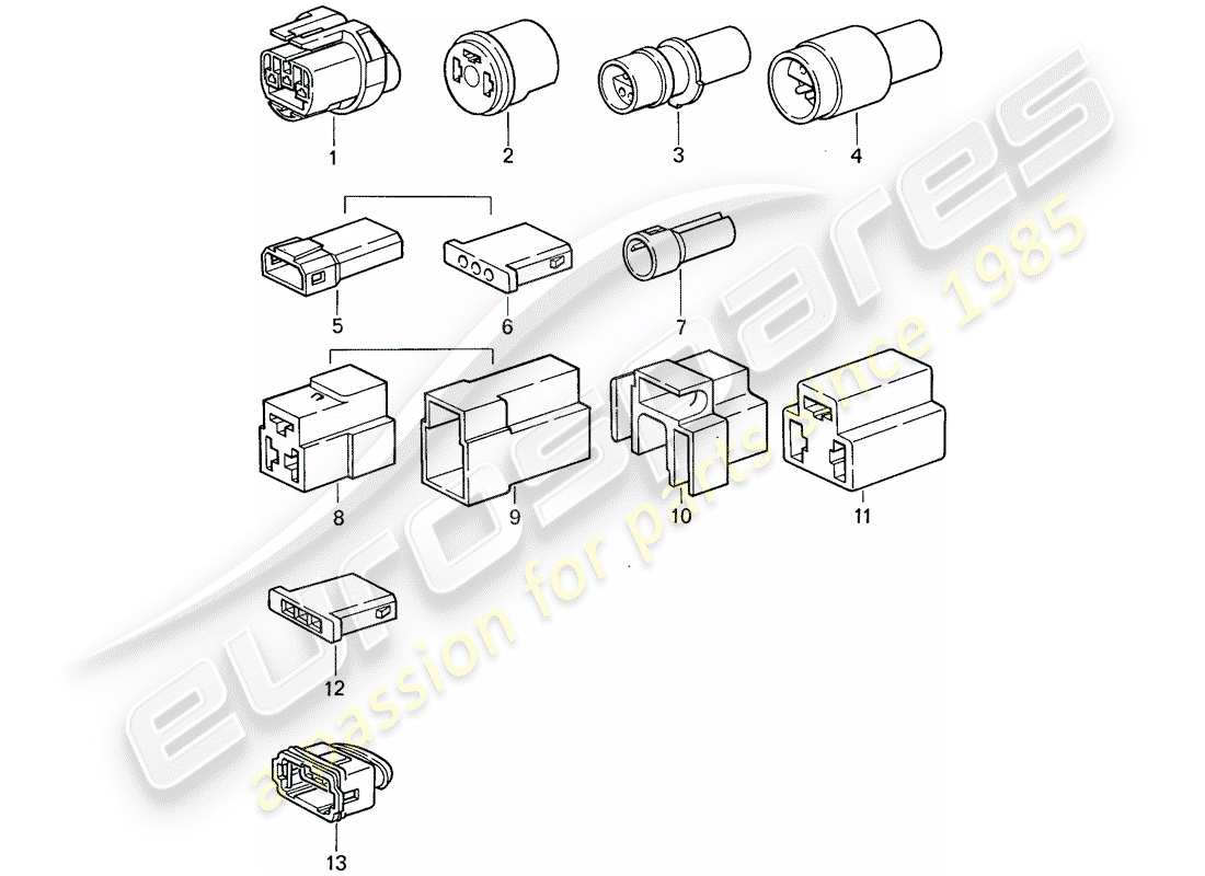 porsche 1986 (911) connector housing parts diagram