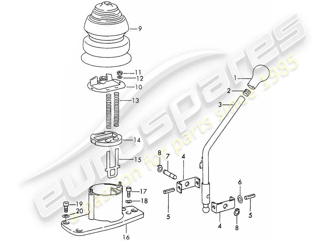 porsche 911 (1972) shift lever - transmission control - 4th/5th gear - model year - -73- part diagram