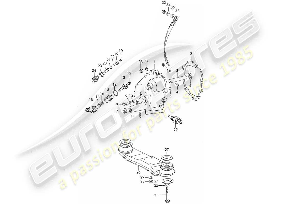 porsche 911/912 (1969) transmission cover - transmission suspension - sportomatic parts diagram
